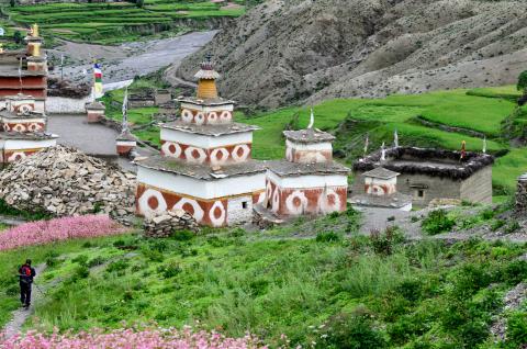Village et monastère de Saldang au haut Dolpo au Népal